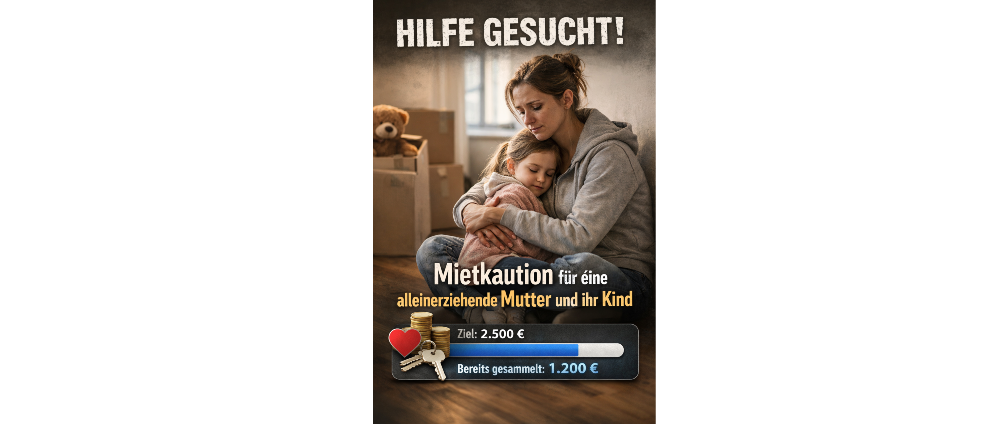 Spenden sammeln | Hilfe für eine alleinerziehende Mutter und ihr Kind | Spendenseite