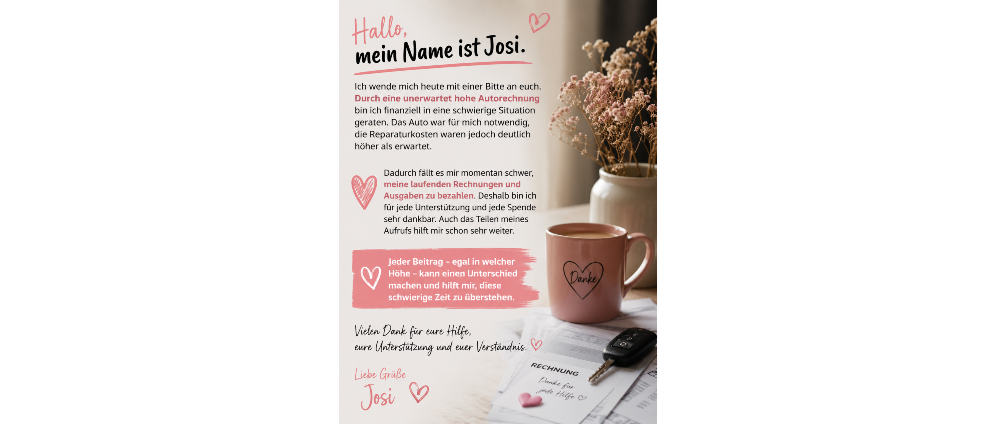 Spenden sammeln | Raus aus den Schulden | Spendenseite