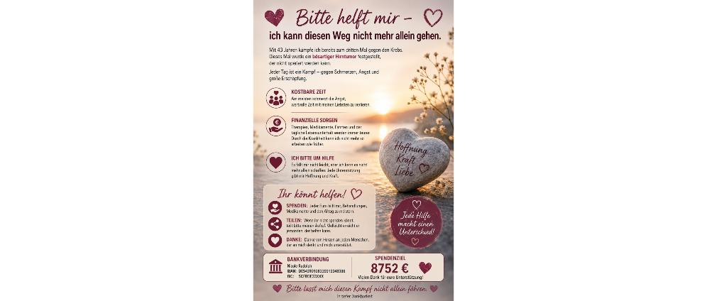 Spenden sammeln | Bitte lasst mich diesen Kampf nicht allein führen. | Spendenseite