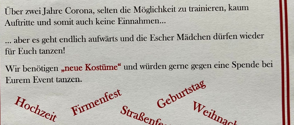 Spenden sammeln | Neue Kostüme für die Escher Mädchen | Spendenseite