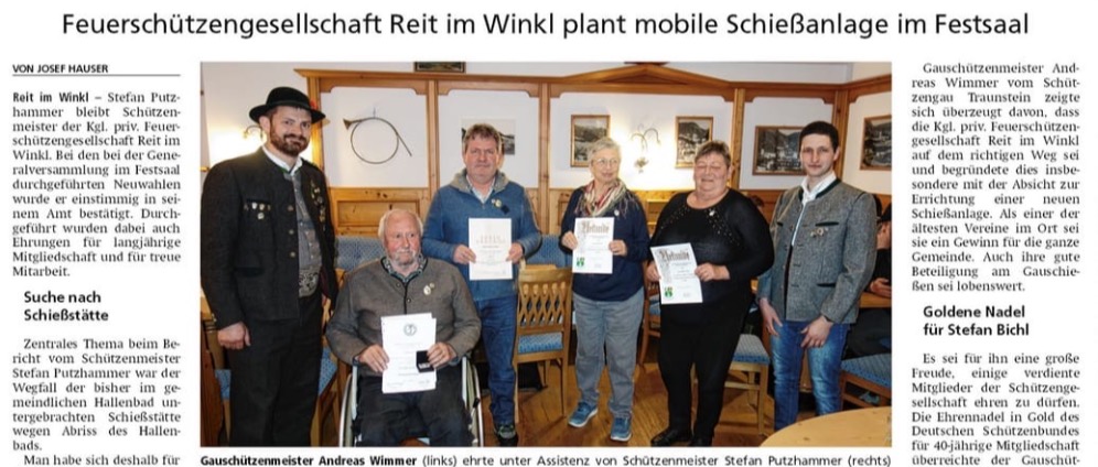 Spenden sammeln | Neuer Schießstand für kgl. priv. FSG Reit im Winkl | Spendenseite