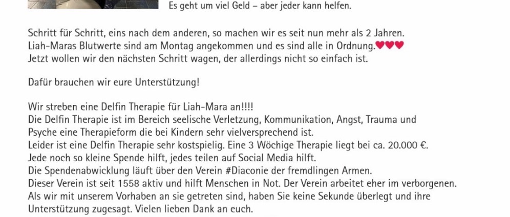 Spenden sammeln | Delphine therapie | Spendenseite