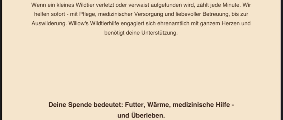Spenden sammeln | Rettung für Wildtiere in Not Deine Hilfe zählt! | Spendenseite